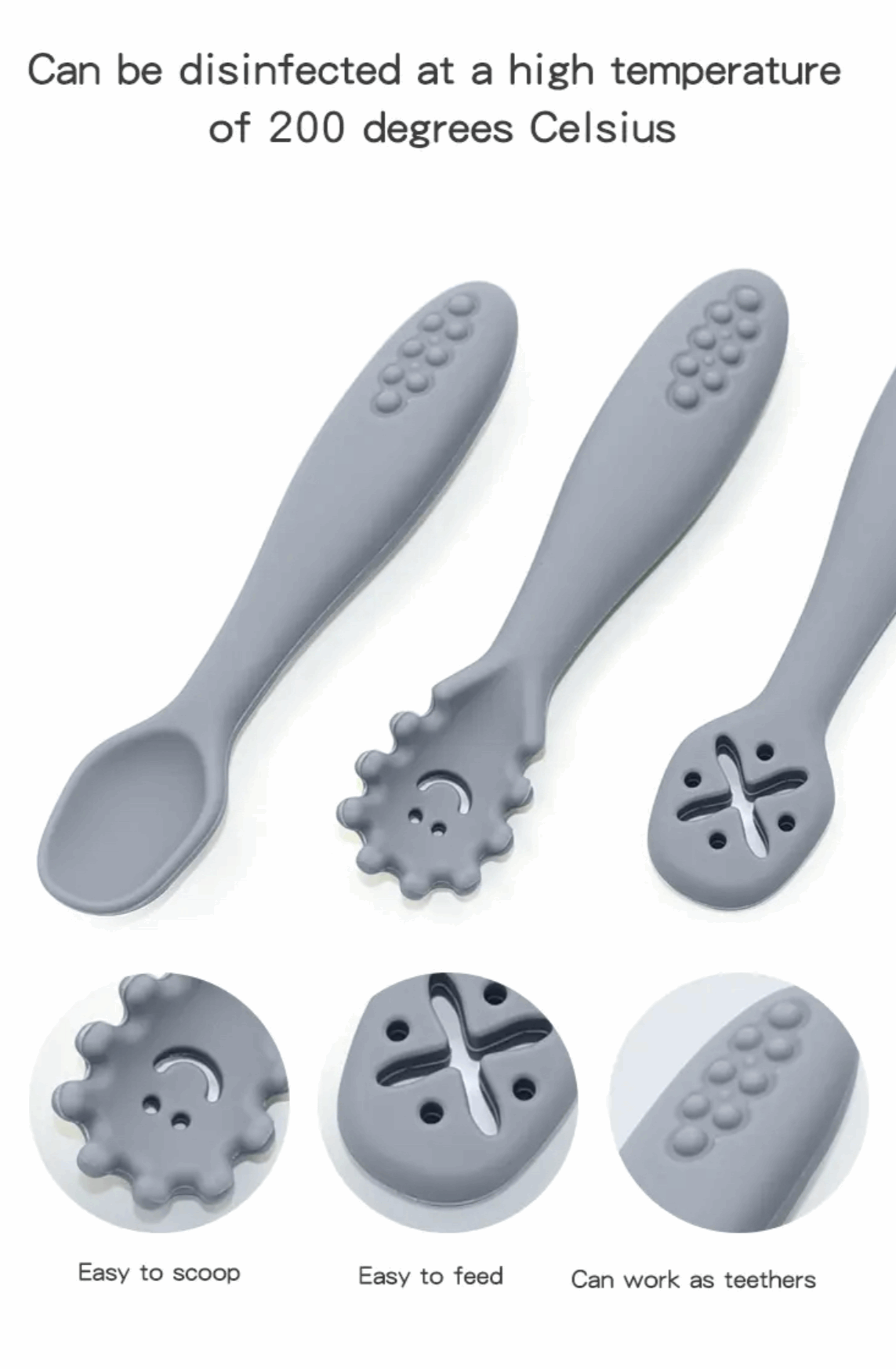 Babylöffel 3er - Set (Grau) - Thibs Baby Club