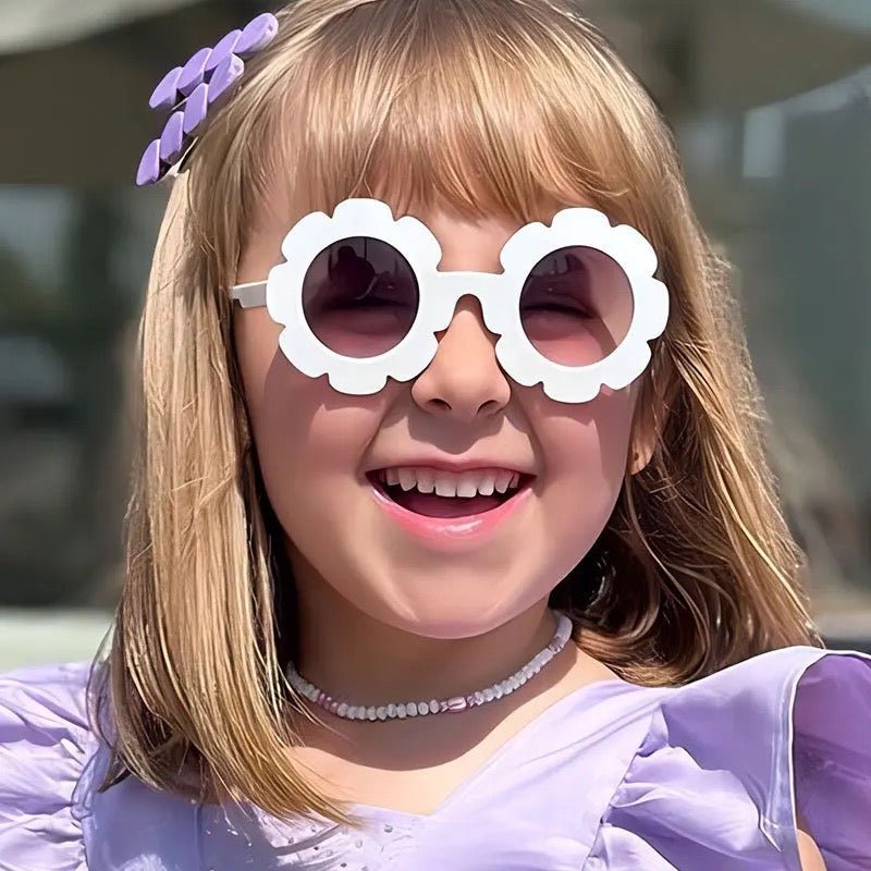 Blumensonnenbrille mit Haarspangen - 3er Set (Beige/Creme) - Thibs Baby Club