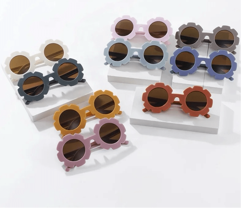 Blumensonnenbrille mit Haarspangen - 3er Set (Rosa/Bisque) - Thibs Baby Club