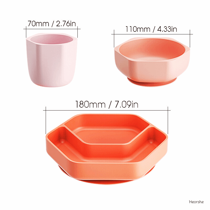 Kleinkind Fütterungsset (Orange/Rosa) - Heorshe
