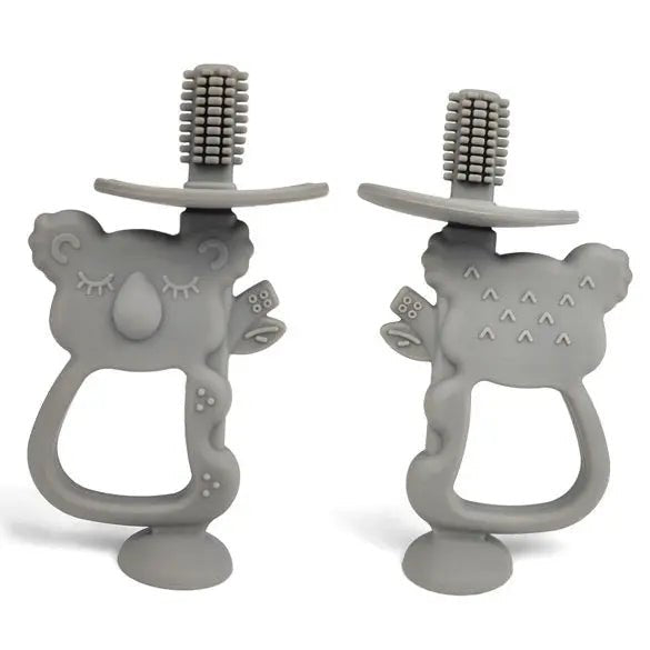 Koala 2-in-1 Zahnbürste (Hellgrau) - Thibs Baby Club