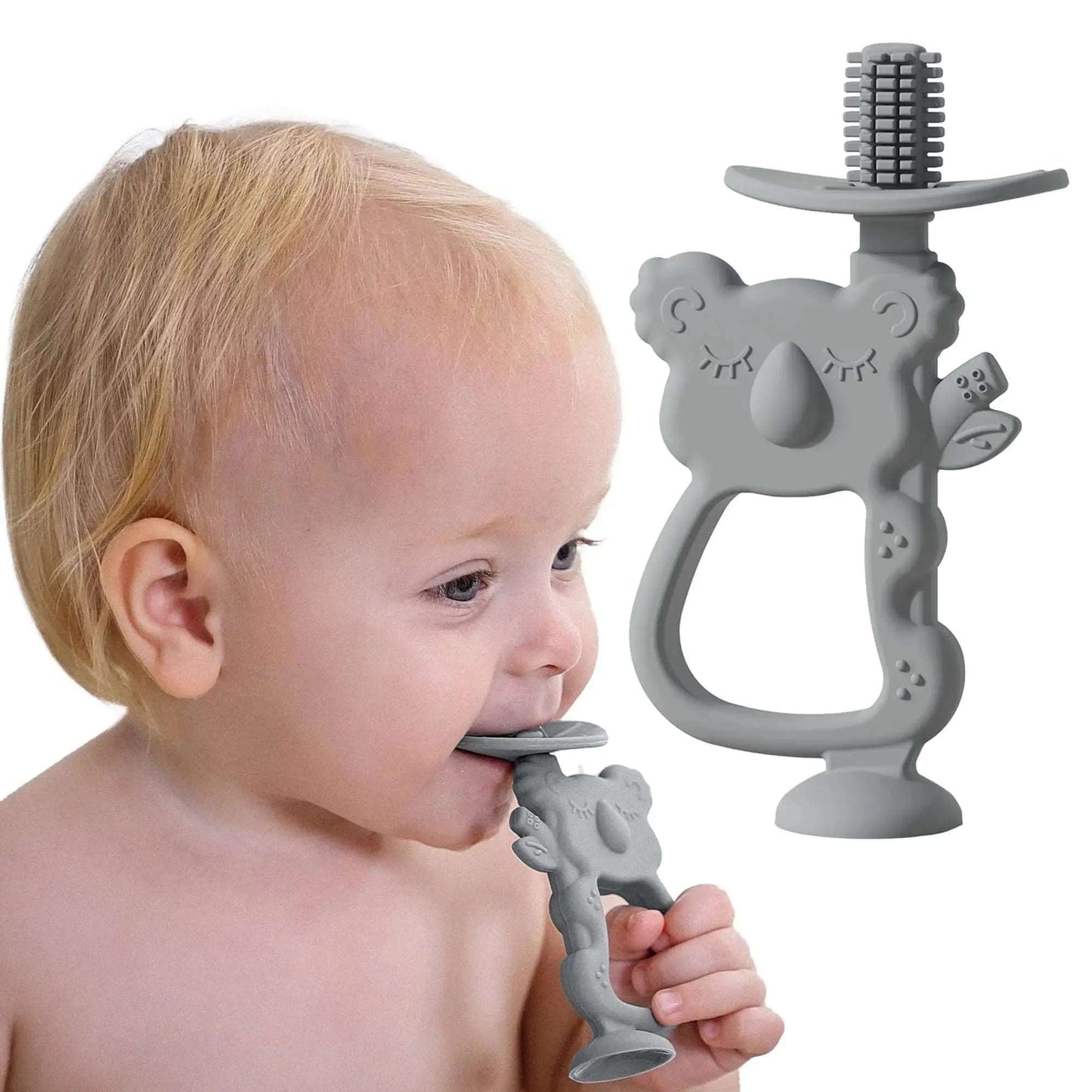 Koala 2-in-1 Zahnbürste (Hellgrau) - Thibs Baby Club