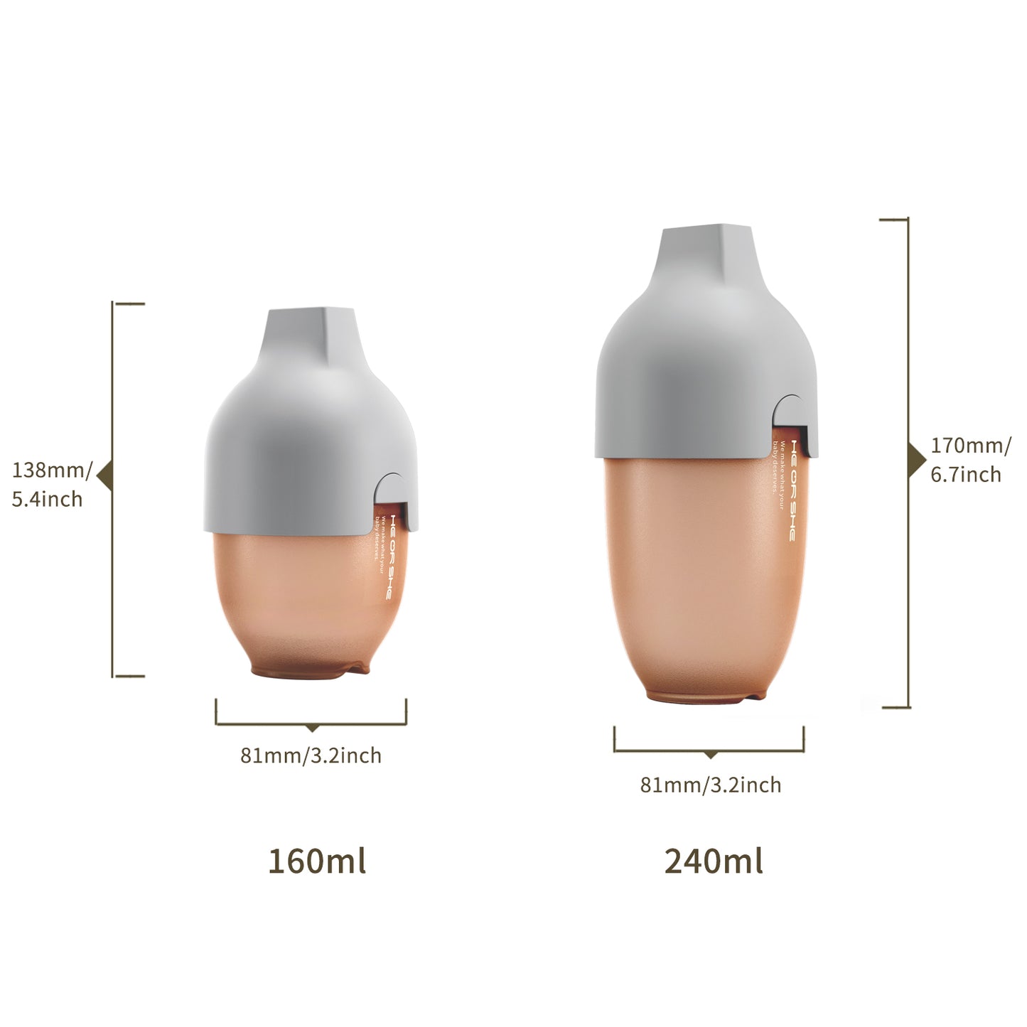 Ultrabreit Hals Babyflasche 240ml (Grau)