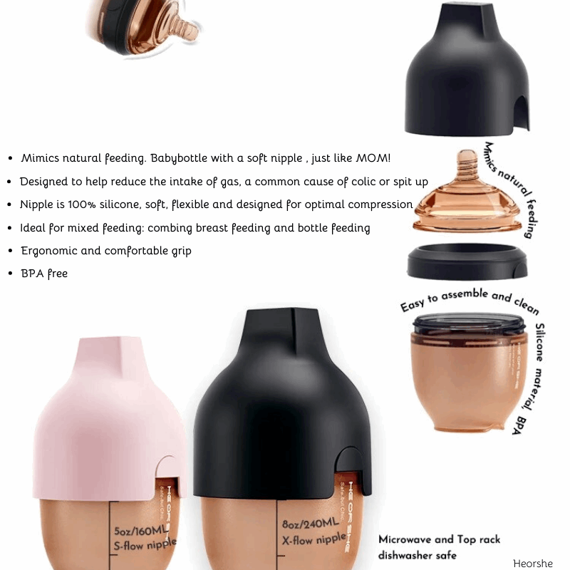 Ultrabreit Hals Babyflasche 240ml (Rosa)