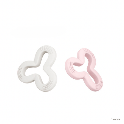Kleeblatt-Beißring 2 in 1 Pack (Rosa/Weiß) - Heorshe
