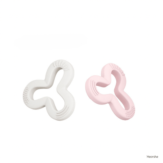 Kleeblatt-Beißring 2 in 1 Pack (Rosa/Weiß) - Heorshe
