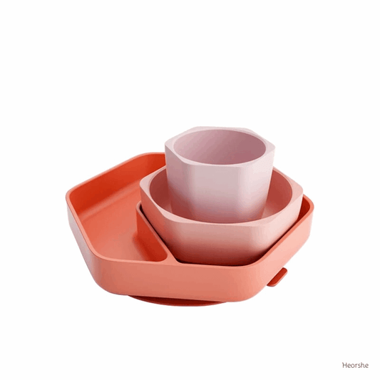 Kleinkind Fütterungsset (Orange/Rosa) - Heorshe