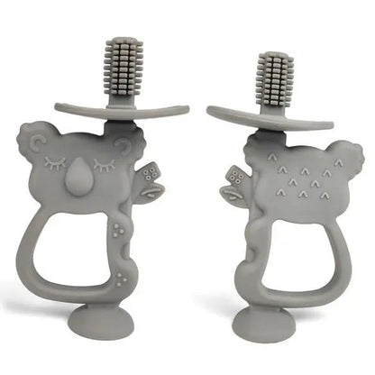 Koala 2-in-1 Zahnbürste (Hellgrau) - Thibs Baby Club